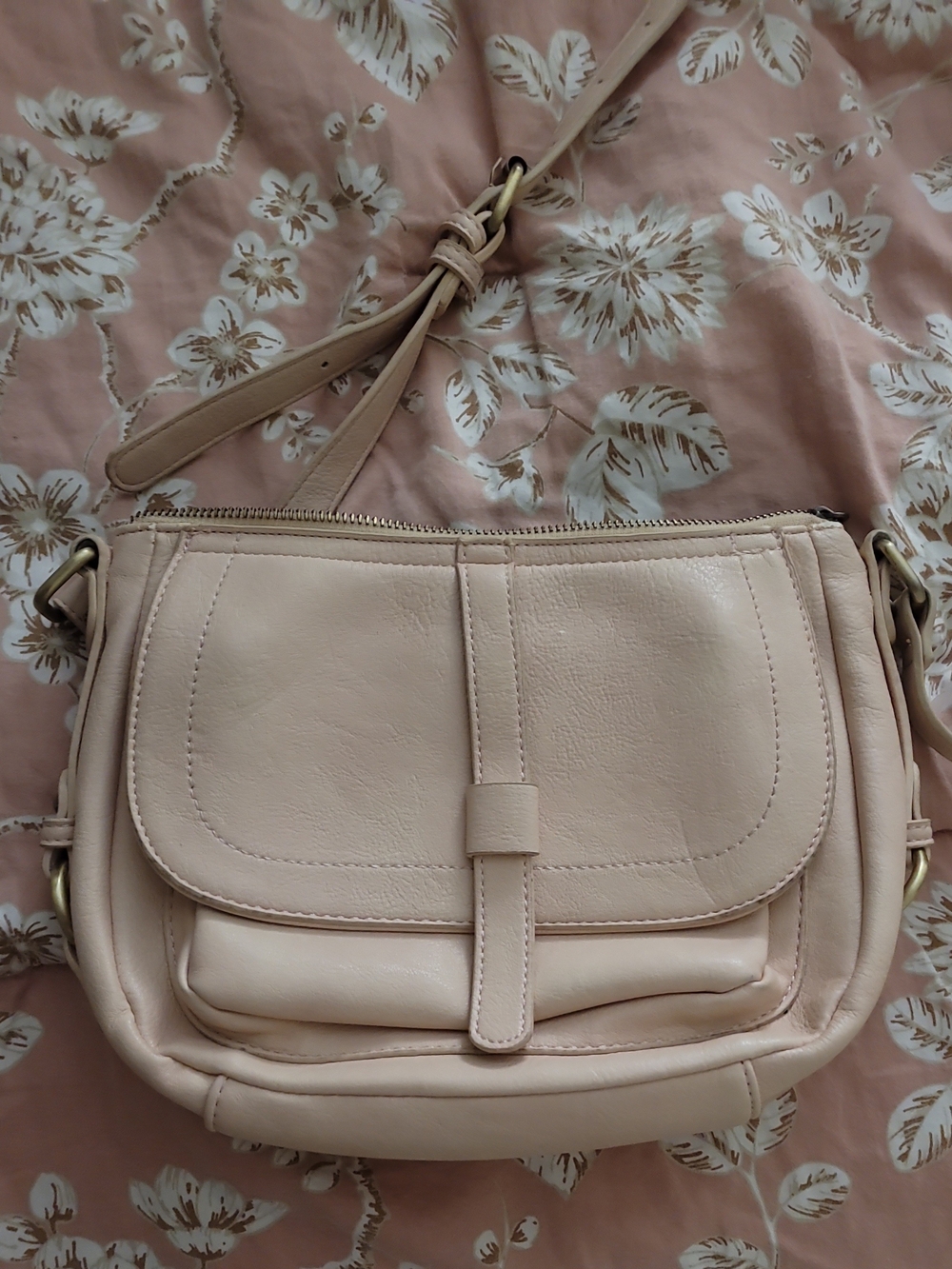 Anthropologie Soft Blush Leather Crossbody Bag